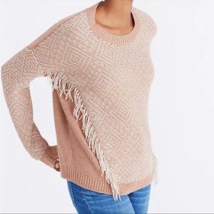 Madewell Reverse Diamond Pullover Fringe Sweater Size Small